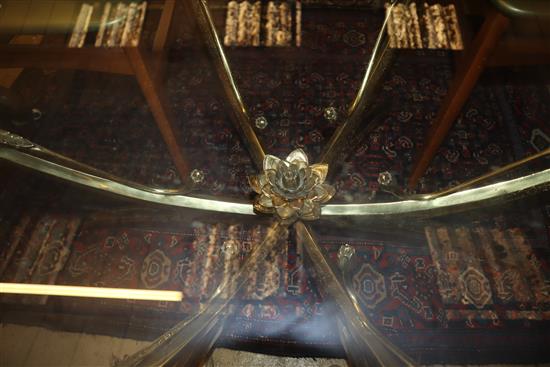 A circular glass top gilt metal coffee table, diameter 112cm, height 55cm
